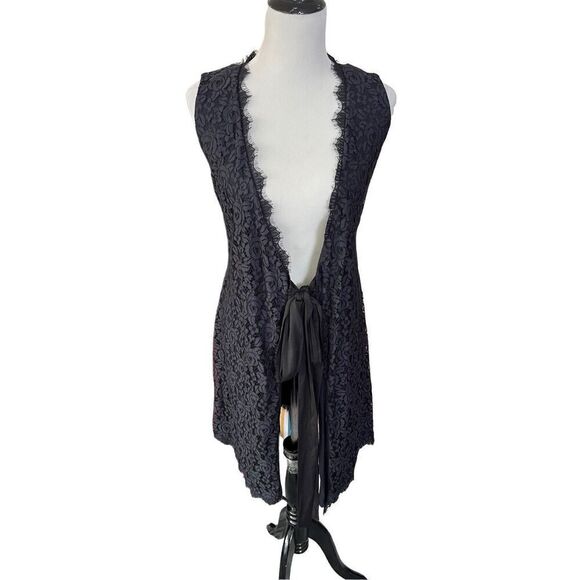 Diane Von Furstenberg Sleeveless Overlay Black Cover Vest Size 0 - Picture 1 of 9